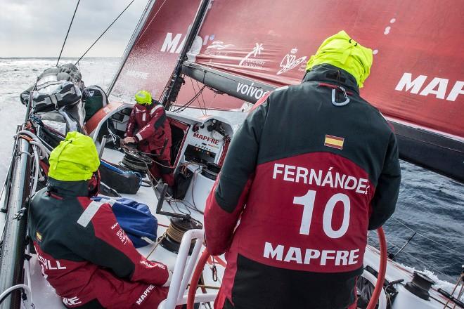 Onboard MAPFRE – Xabi Fernandez on the helm with tight upwind conditions - Leg 8 to Lorient – Volvo Ocean Race 2015 © Francisco Vignale/Mapfre/Volvo Ocean Race